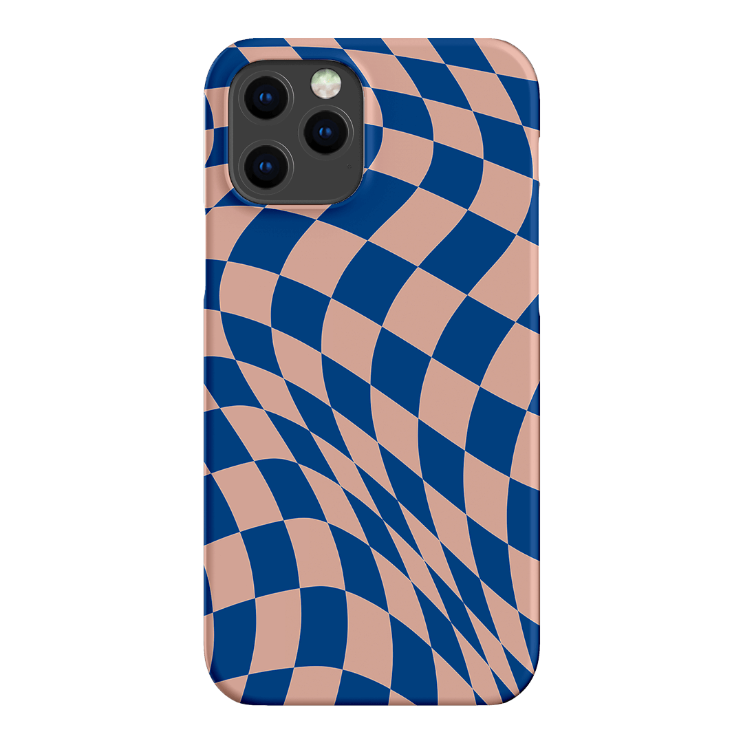 Wavy Check Cobalt on Blush Matte Case Matte Phone Cases iPhone 12 Pro Max / Snap by The Dairy - The Dairy