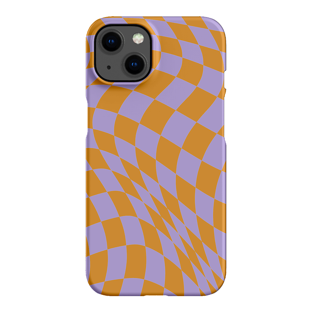 Wavy Check Orange on Lilac Matte Case Matte Phone Cases iPhone 13 / Snap by The Dairy - The Dairy