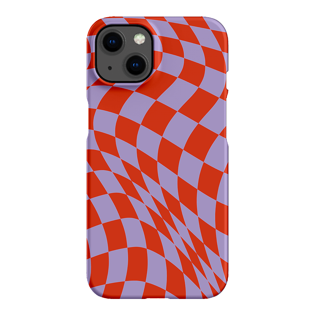 Wavy Check Scarlet on Lilac Matte Case Matte Phone Cases iPhone 13 / Snap by The Dairy - The Dairy