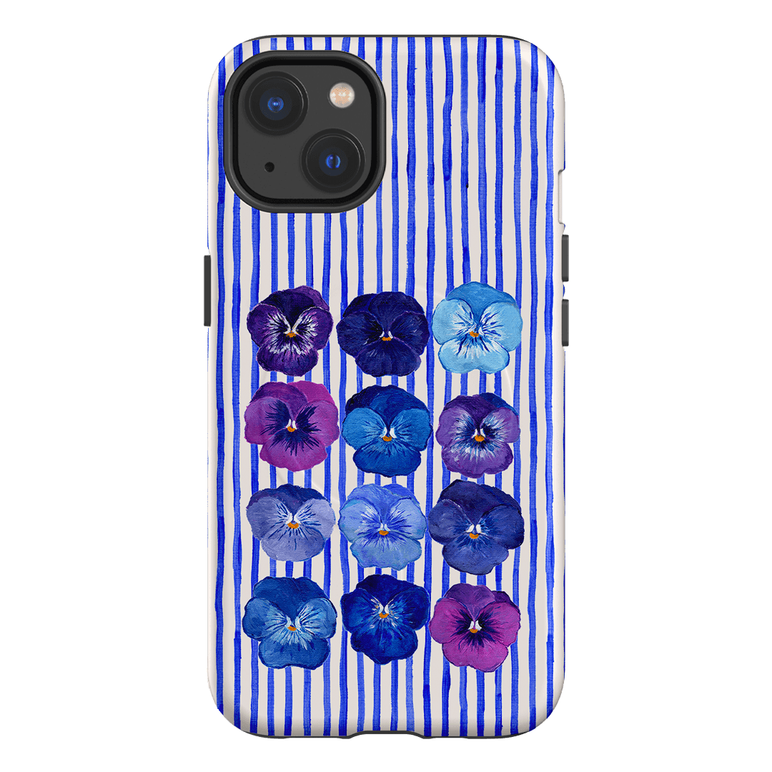 Striped Pansies Printed Phone Cases iPhone 13 / Armoured MagSafe by Kayla Henley - The Dairy