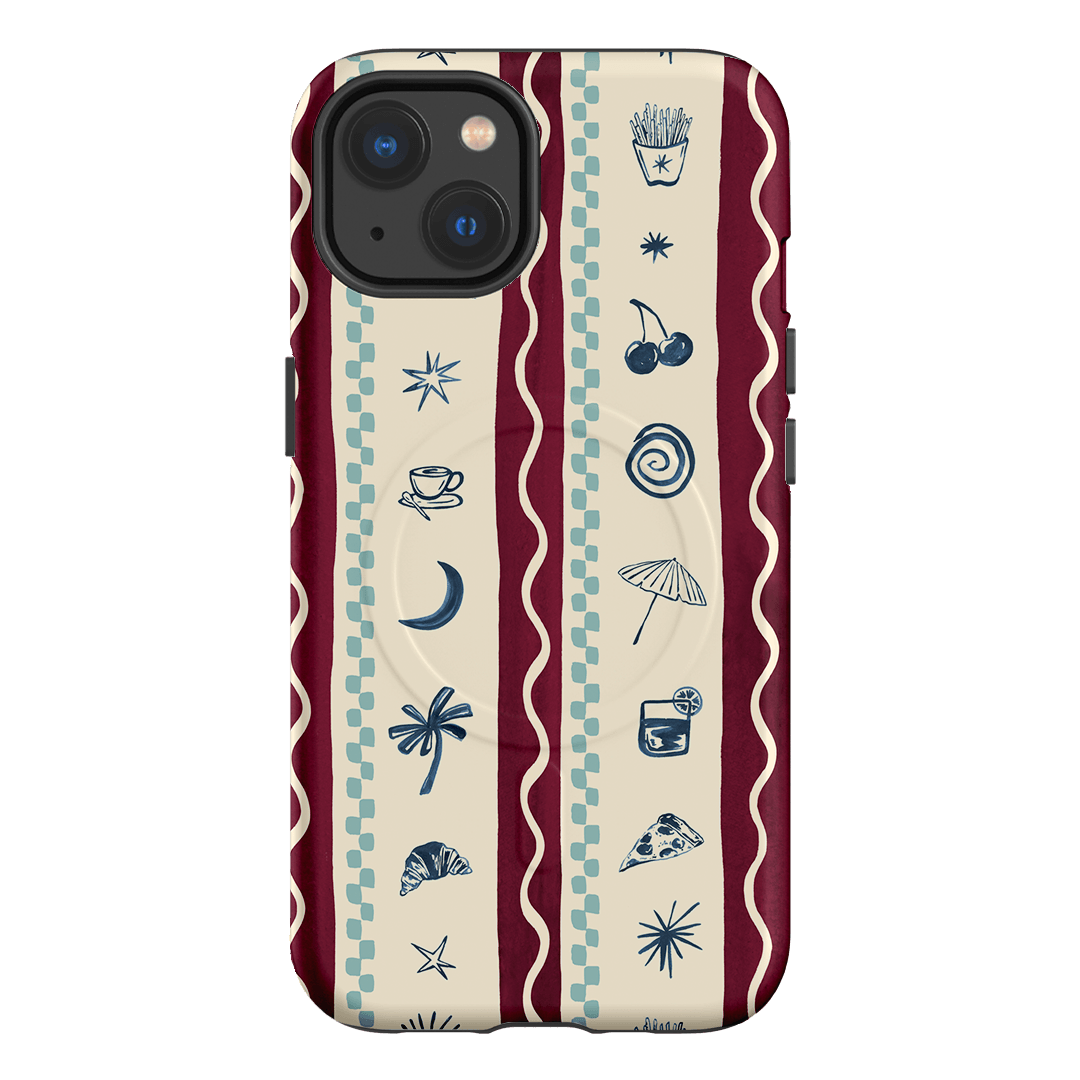 Summer Snacks Burgundy Printed Phone Cases iPhone 13 / Armoured MagSafe by Charlie Taylor - The Dairy