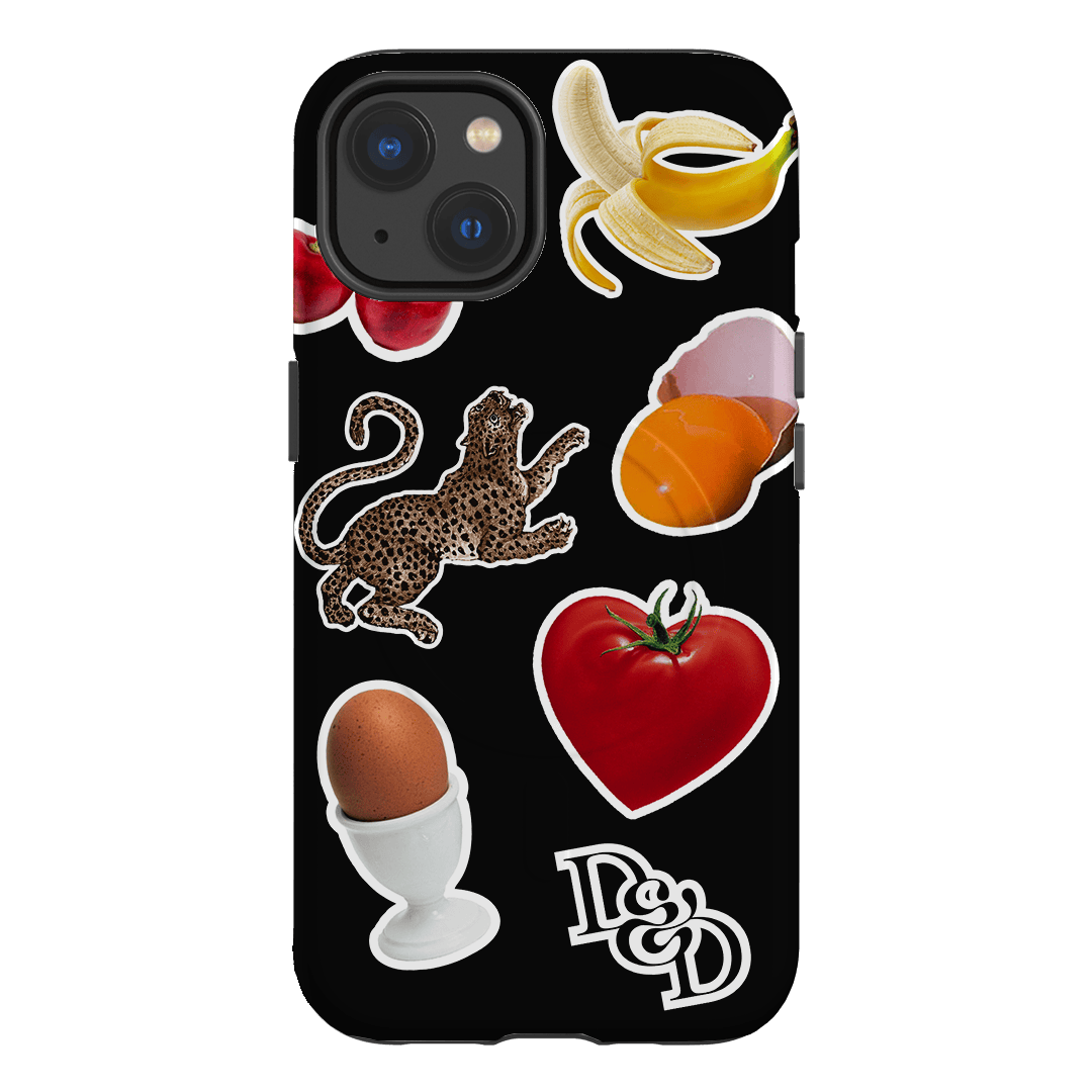 Sunday Stickers Black Printed Phone Cases iPhone 13 / Armoured MagSafe by Desmond & Dempsey - The Dairy