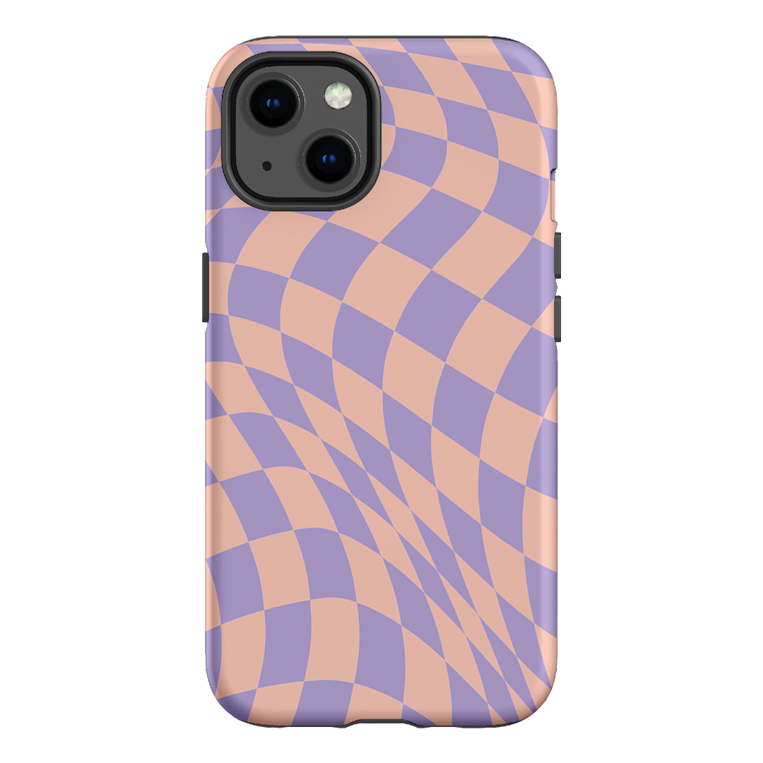 Wavy Check Lilac on Blush Matte Case Matte Phone Cases iPhone 13 / Armoured by The Dairy - The Dairy