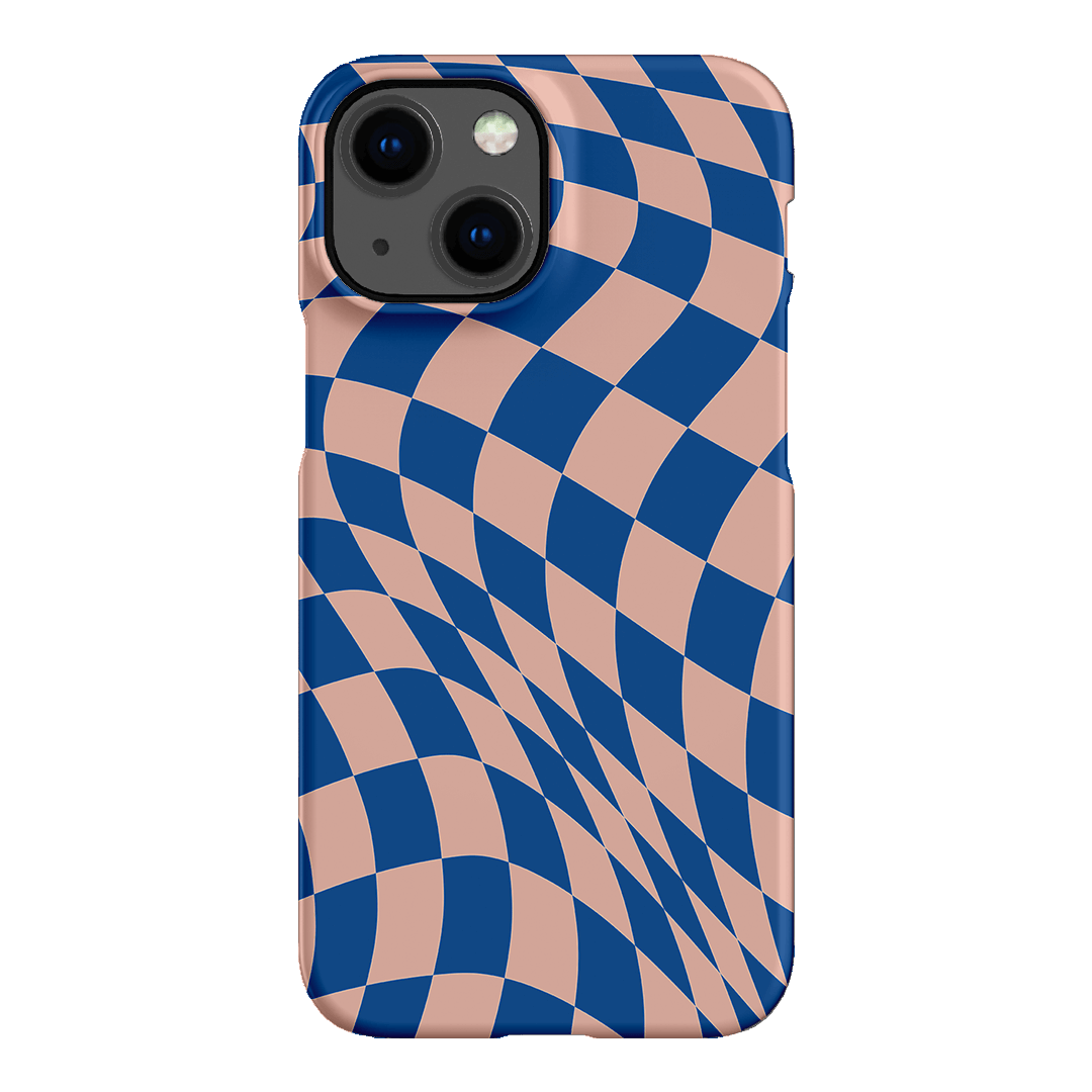 Wavy Check Cobalt on Blush Matte Case Matte Phone Cases iPhone 13 Mini / Snap by The Dairy - The Dairy