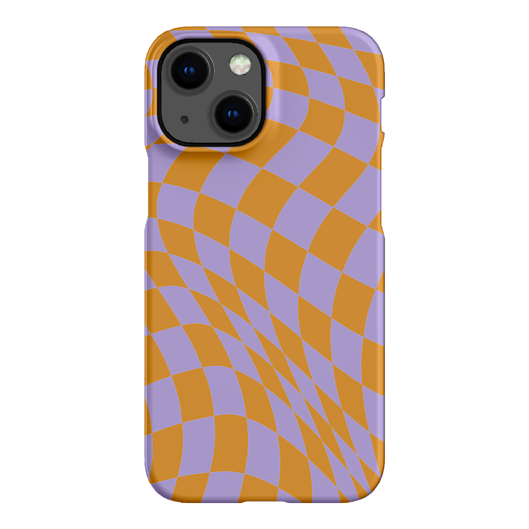 Wavy Check Orange on Lilac Matte Case Matte Phone Cases iPhone 13 Mini / Snap by The Dairy - The Dairy