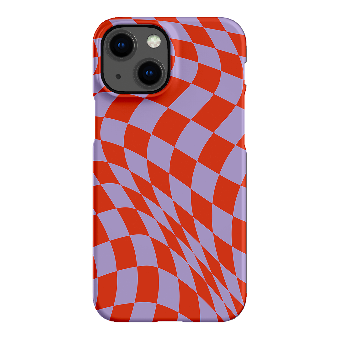 Wavy Check Scarlet on Lilac Matte Case Matte Phone Cases iPhone 13 Mini / Snap by The Dairy - The Dairy
