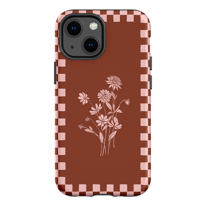 Dahlia Check Printed Phone Cases iPhone 13 Mini / Armoured by Typoflora - The Dairy