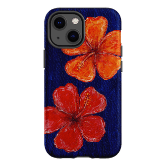 Hibiscus Flower Deep Blue Printed Phone Cases iPhone 13 Mini / Armoured by BG. Studio - The Dairy