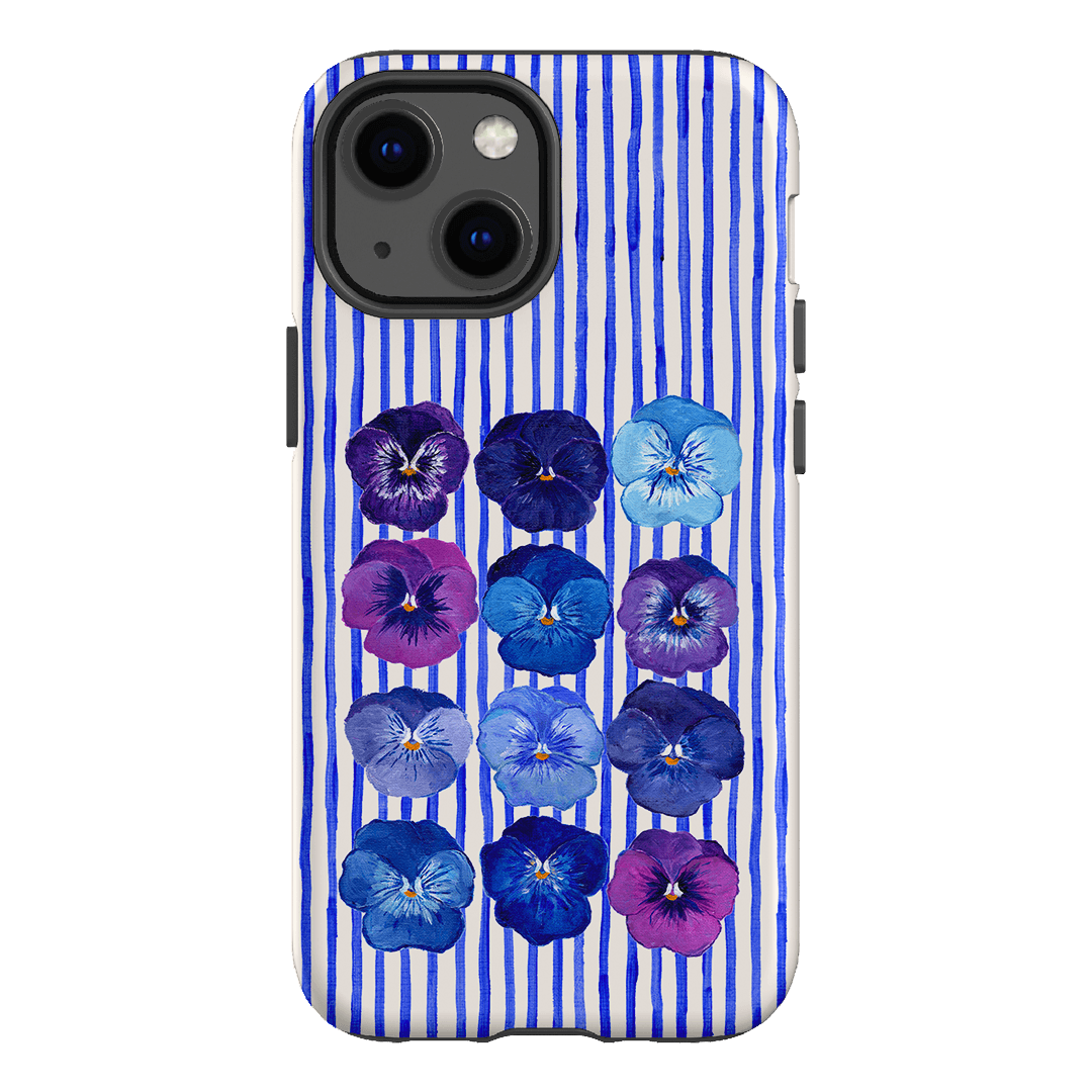 Striped Pansies Printed Phone Cases iPhone 13 Mini / Armoured by Kayla Henley - The Dairy