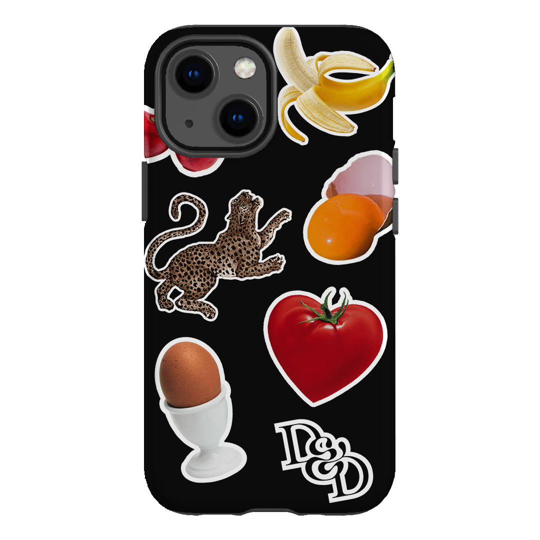 Sunday Stickers Black Printed Phone Cases iPhone 13 Mini / Armoured by Desmond & Dempsey - The Dairy