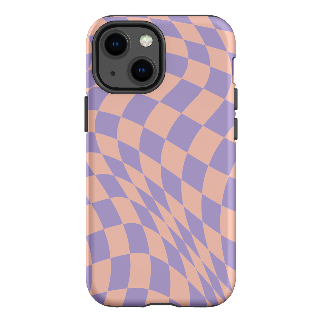 Wavy Check Lilac on Blush Matte Case Matte Phone Cases iPhone 13 Mini / Armoured by The Dairy - The Dairy