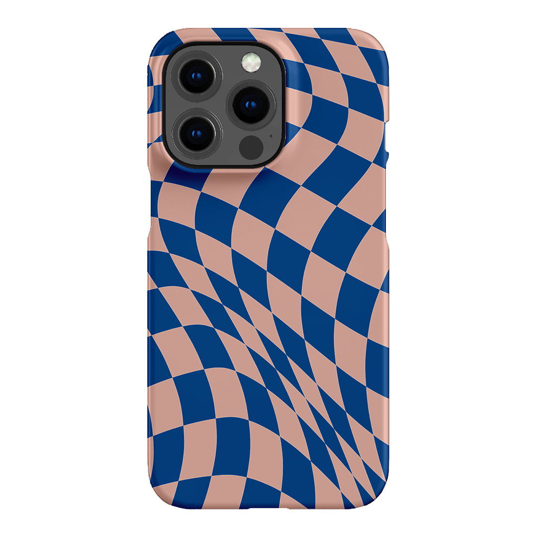 Wavy Check Cobalt on Blush Matte Case Matte Phone Cases iPhone 13 Pro / Snap by The Dairy - The Dairy