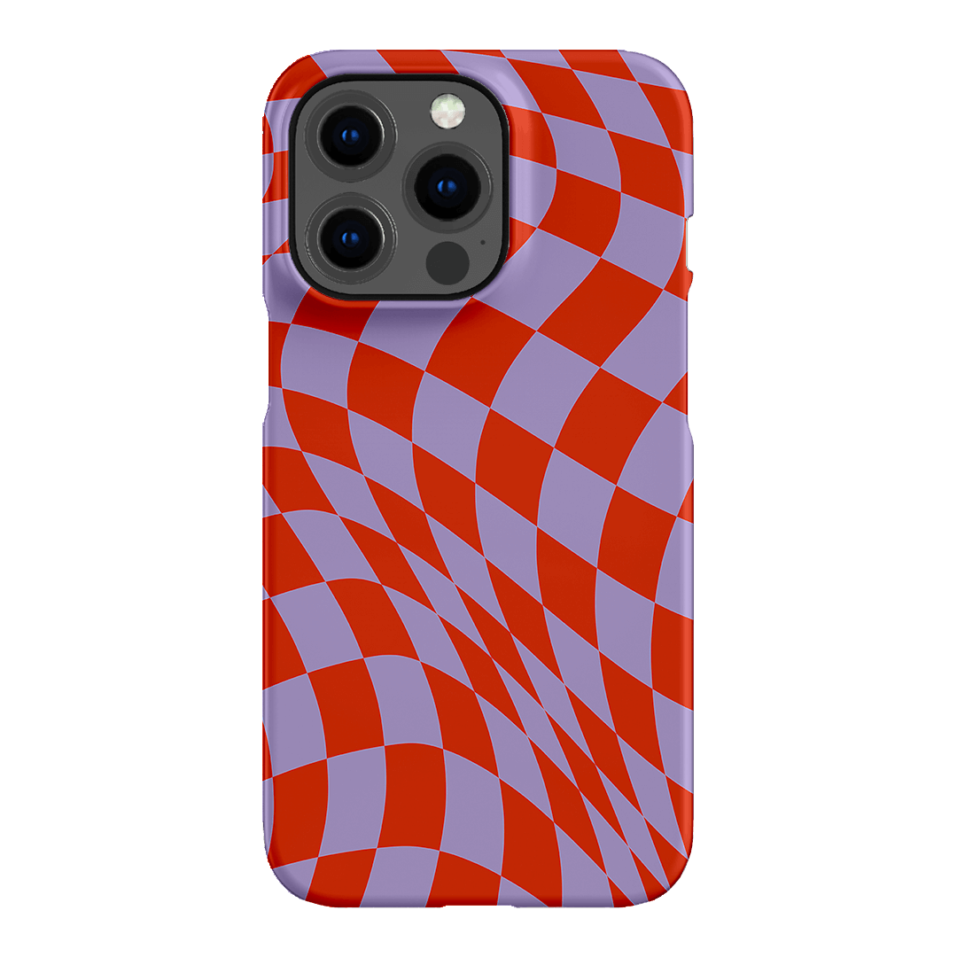 Wavy Check Scarlet on Lilac Matte Case Matte Phone Cases iPhone 13 Pro / Snap by The Dairy - The Dairy