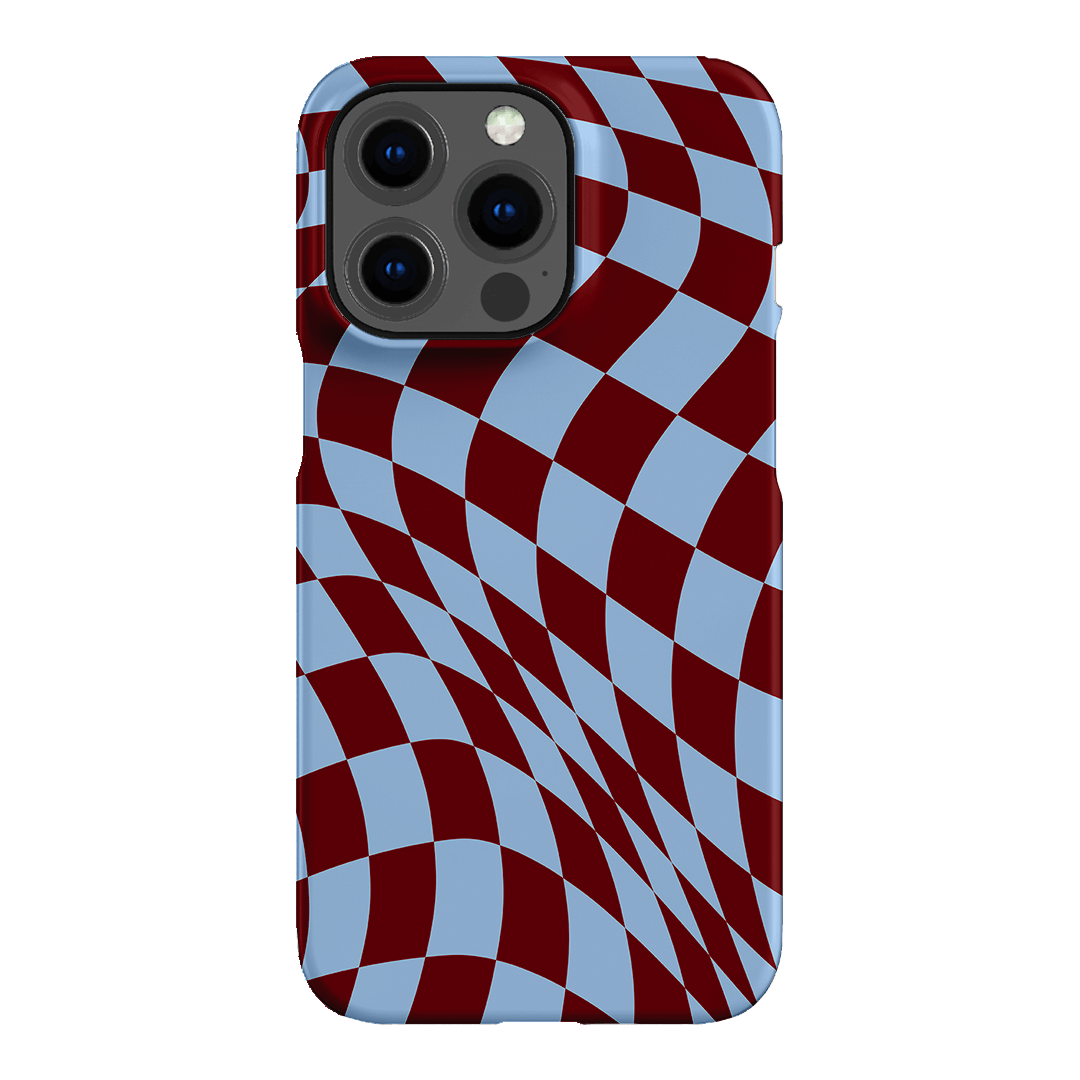 Wavy Check Sky on Maroon Matte Case Matte Phone Cases iPhone 13 Pro / Snap by The Dairy - The Dairy