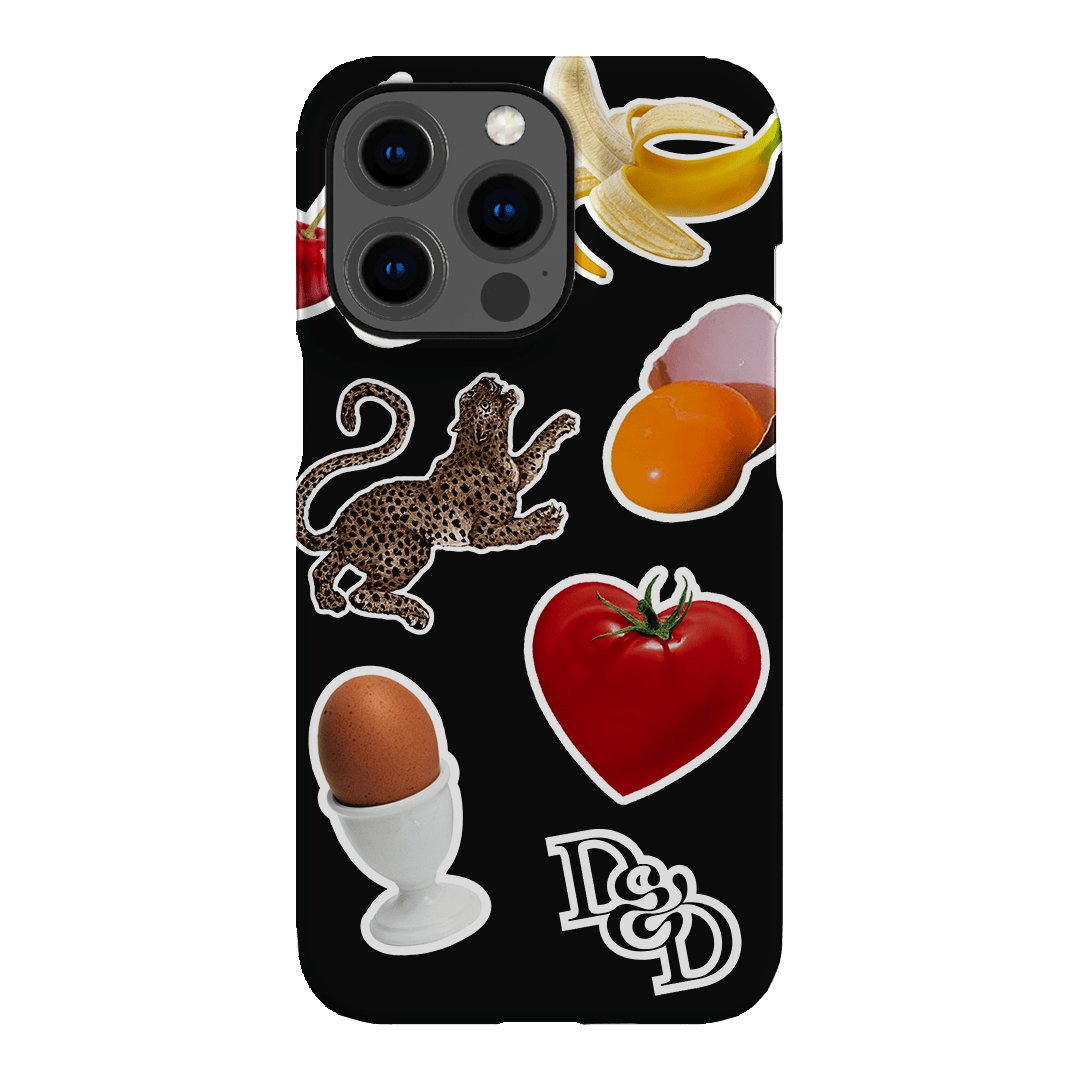 Sunday Stickers Black Printed Phone Cases iPhone 13 Pro / Snap by Desmond & Dempsey - The Dairy