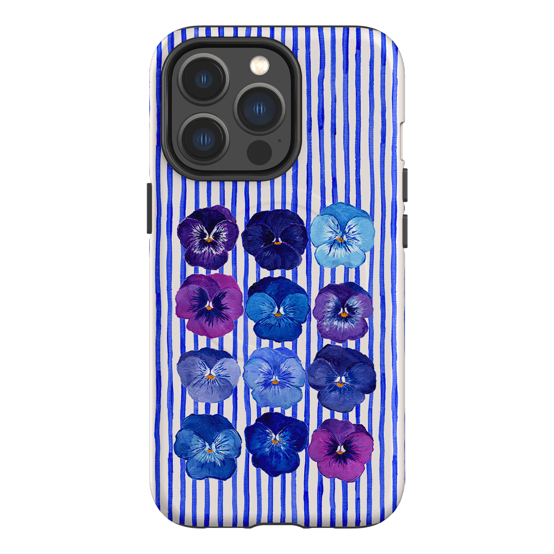 Striped Pansies Printed Phone Cases iPhone 13 Pro / Armoured MagSafe by Kayla Henley - The Dairy
