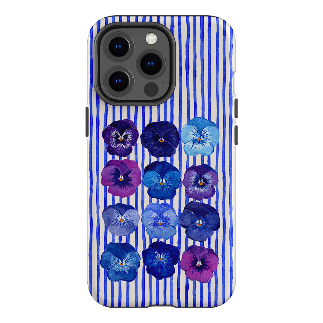 Striped Pansies Printed Phone Cases iPhone 13 Pro / Armoured by Kayla Henley - The Dairy
