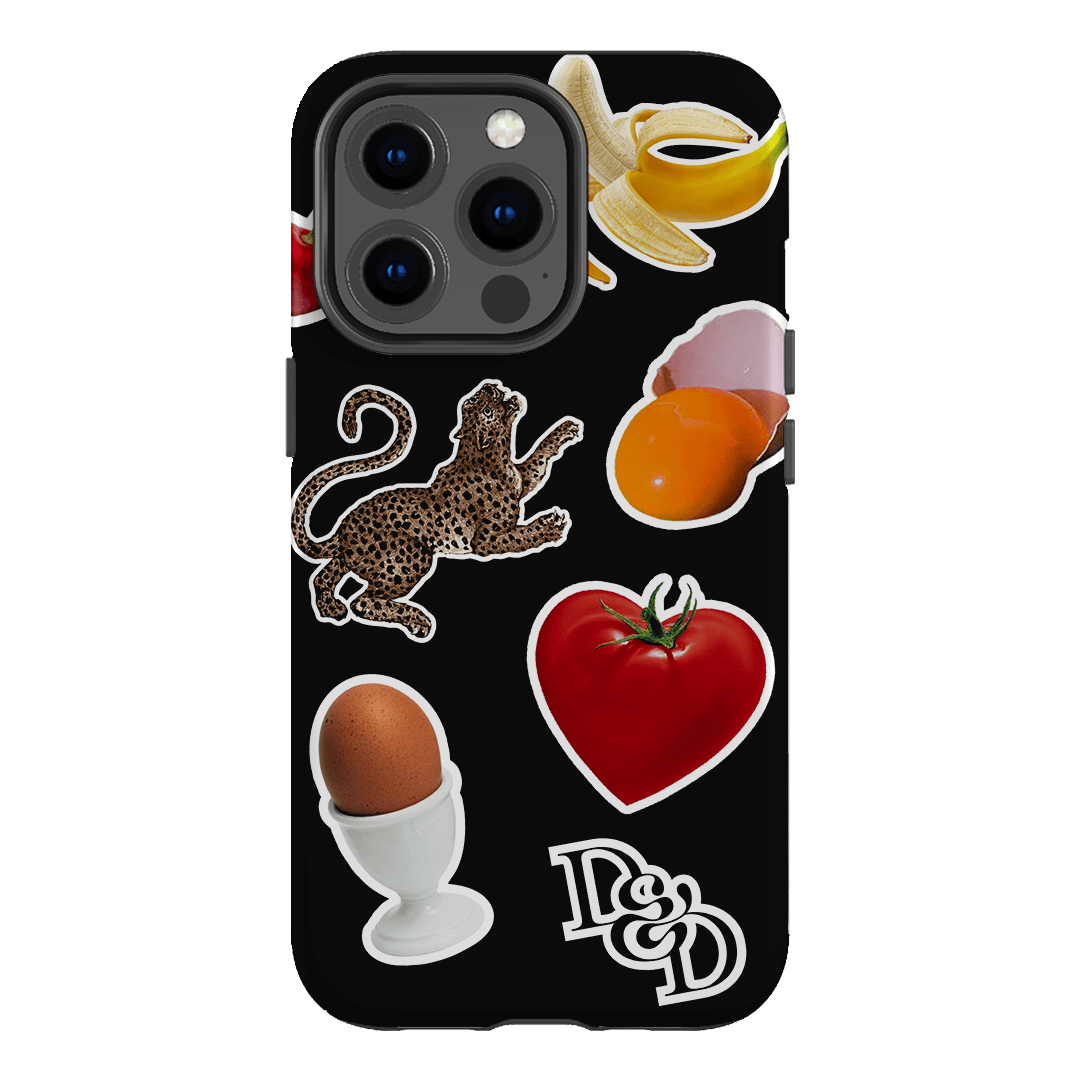 Sunday Stickers Black Printed Phone Cases iPhone 13 Pro / Armoured by Desmond & Dempsey - The Dairy