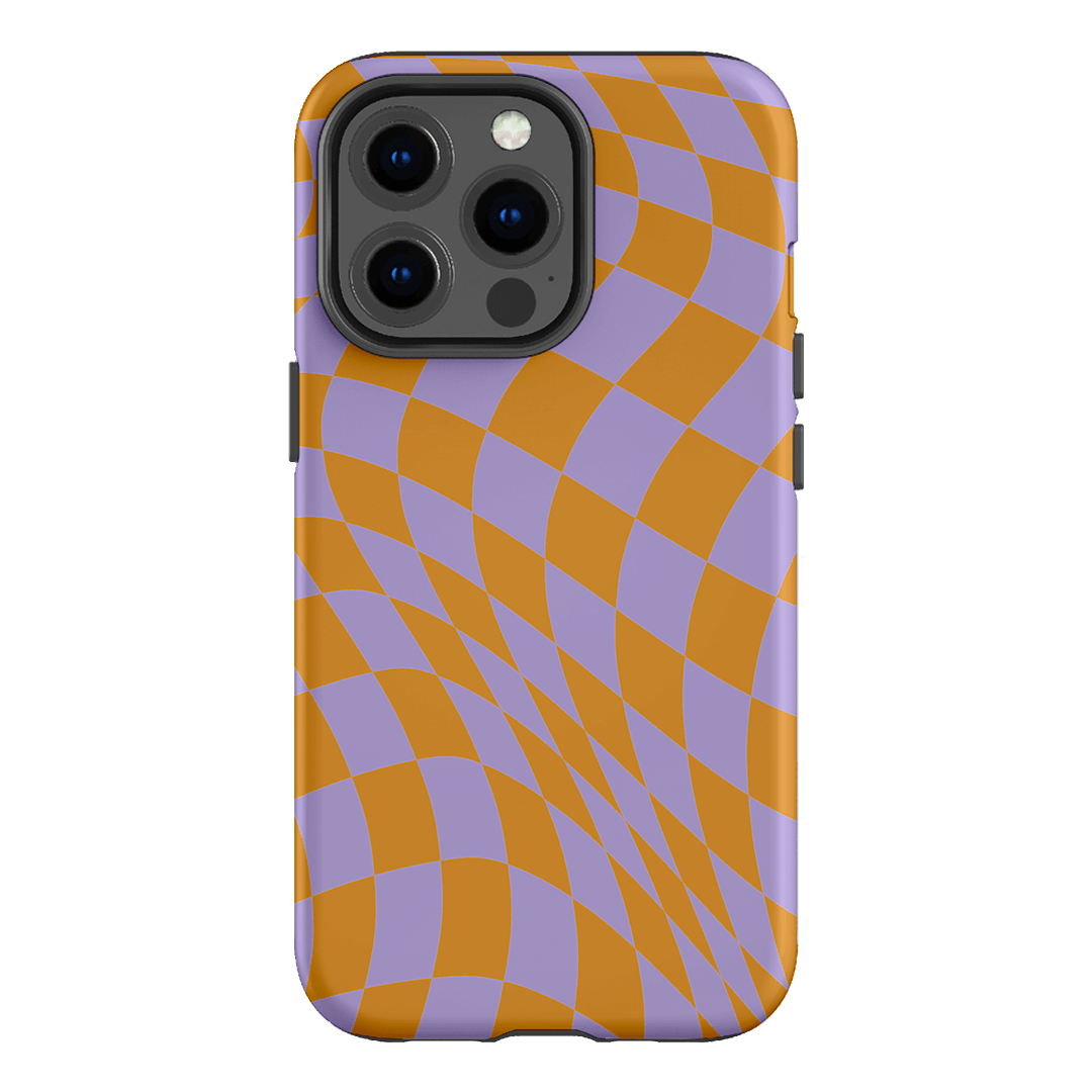 Wavy Check Orange on Lilac Matte Case Matte Phone Cases iPhone 13 Pro / Armoured by The Dairy - The Dairy