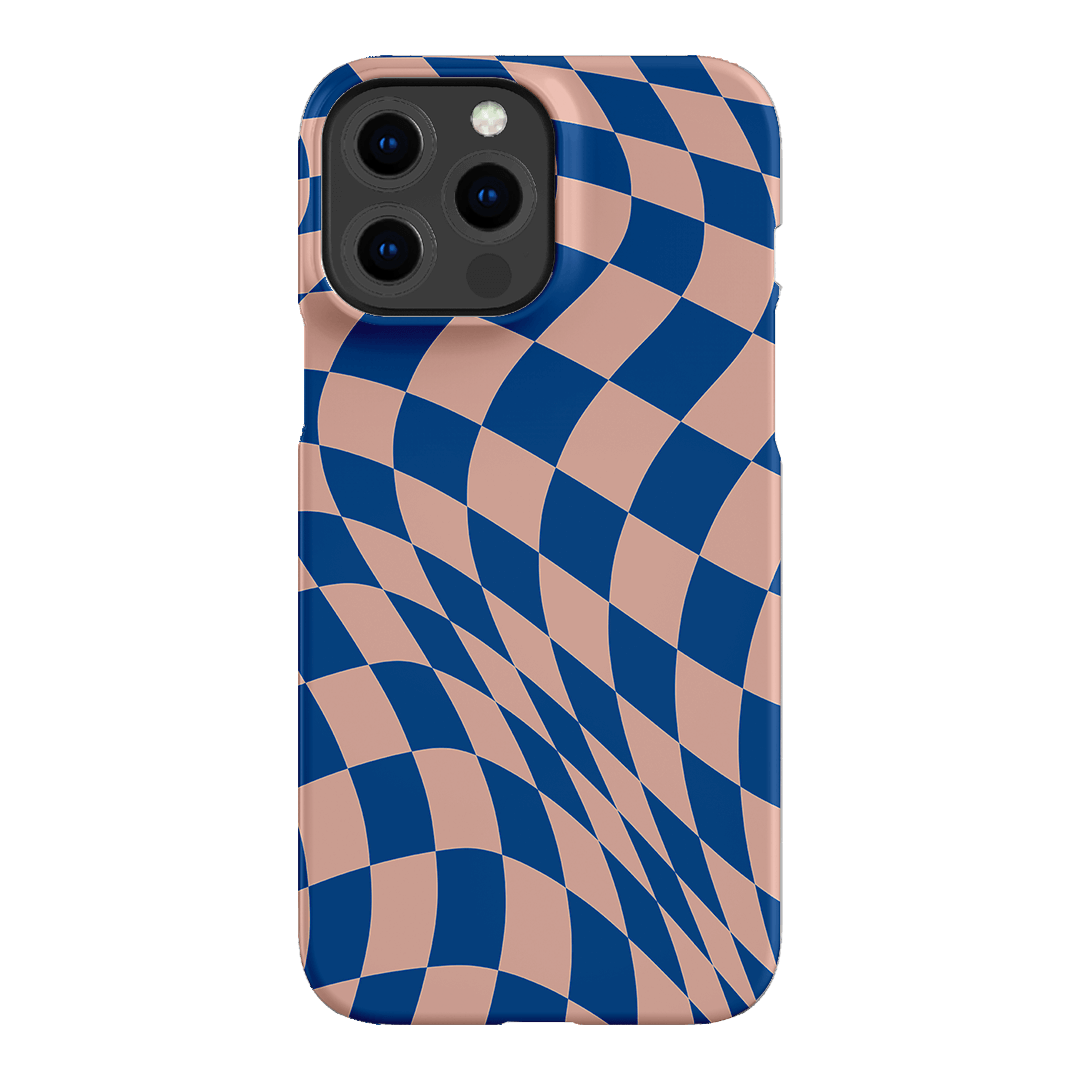 Wavy Check Cobalt on Blush Matte Case Matte Phone Cases iPhone 13 Pro Max / Snap by The Dairy - The Dairy