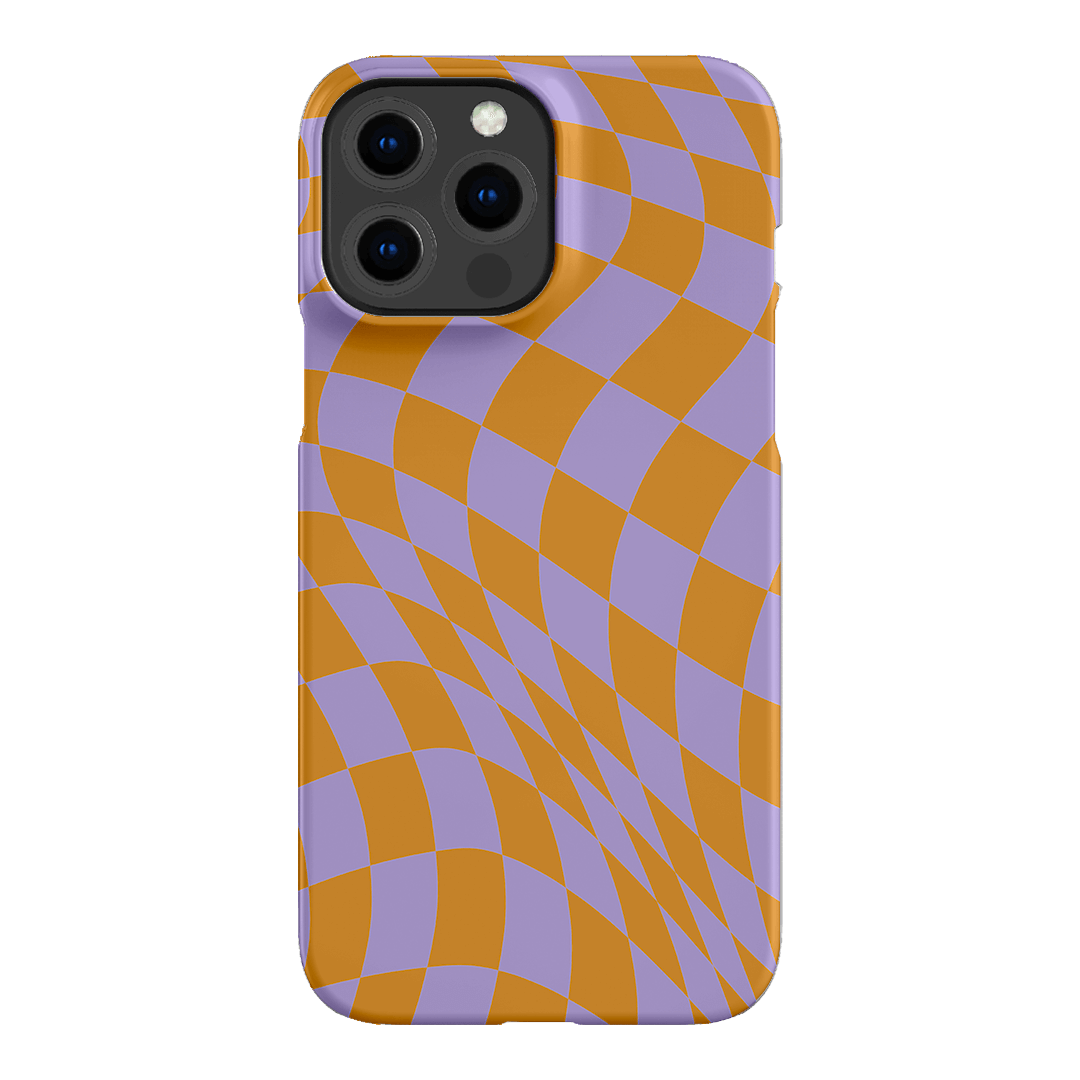 Wavy Check Orange on Lilac Matte Case Matte Phone Cases iPhone 13 Pro Max / Snap by The Dairy - The Dairy