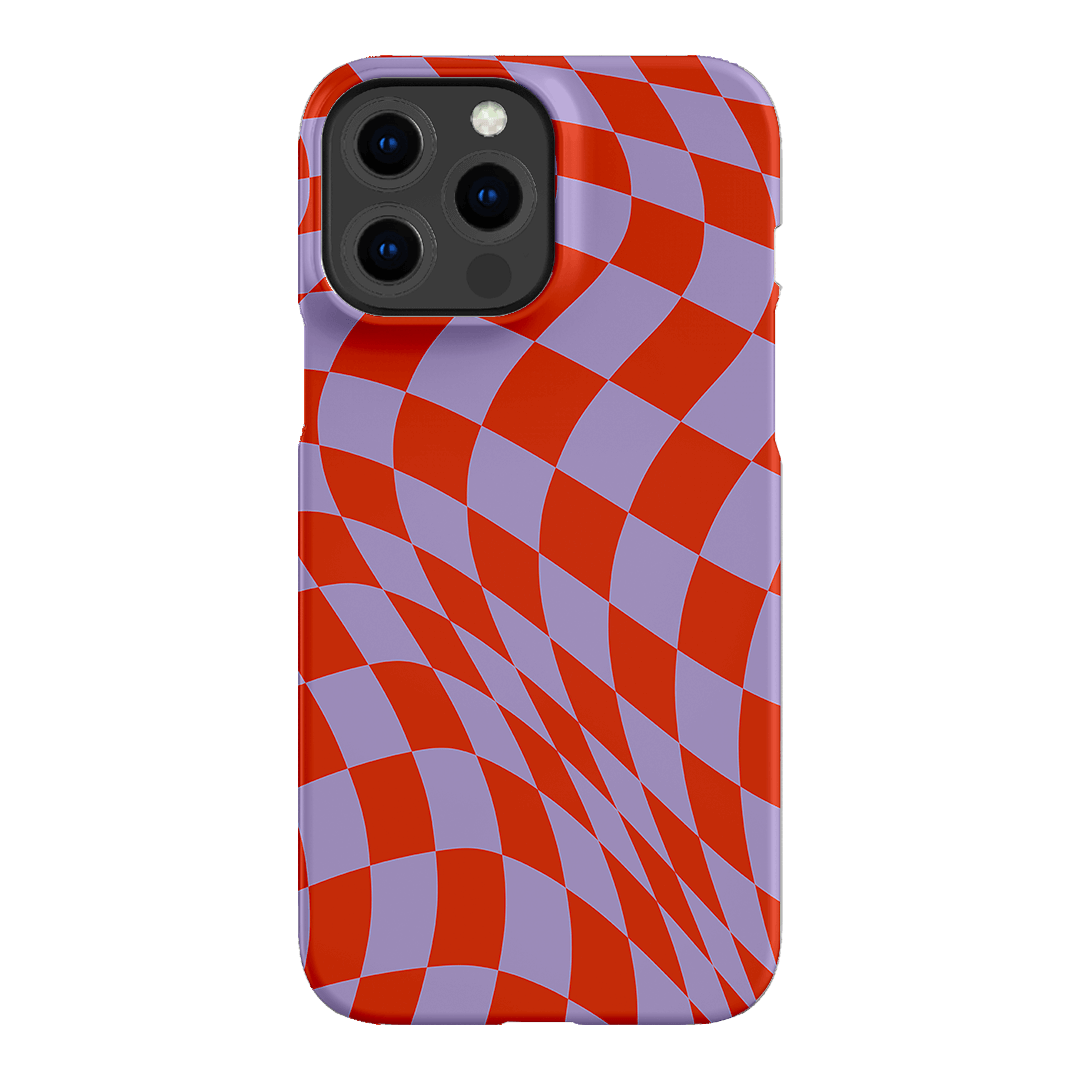 Wavy Check Scarlet on Lilac Matte Case Matte Phone Cases iPhone 13 Pro Max / Snap by The Dairy - The Dairy