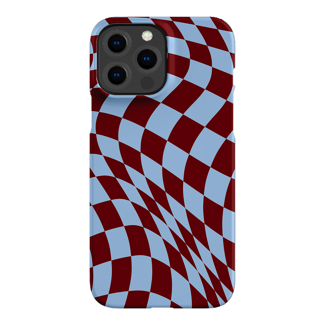 Wavy Check Sky on Maroon Matte Case Matte Phone Cases iPhone 13 Pro Max / Snap by The Dairy - The Dairy