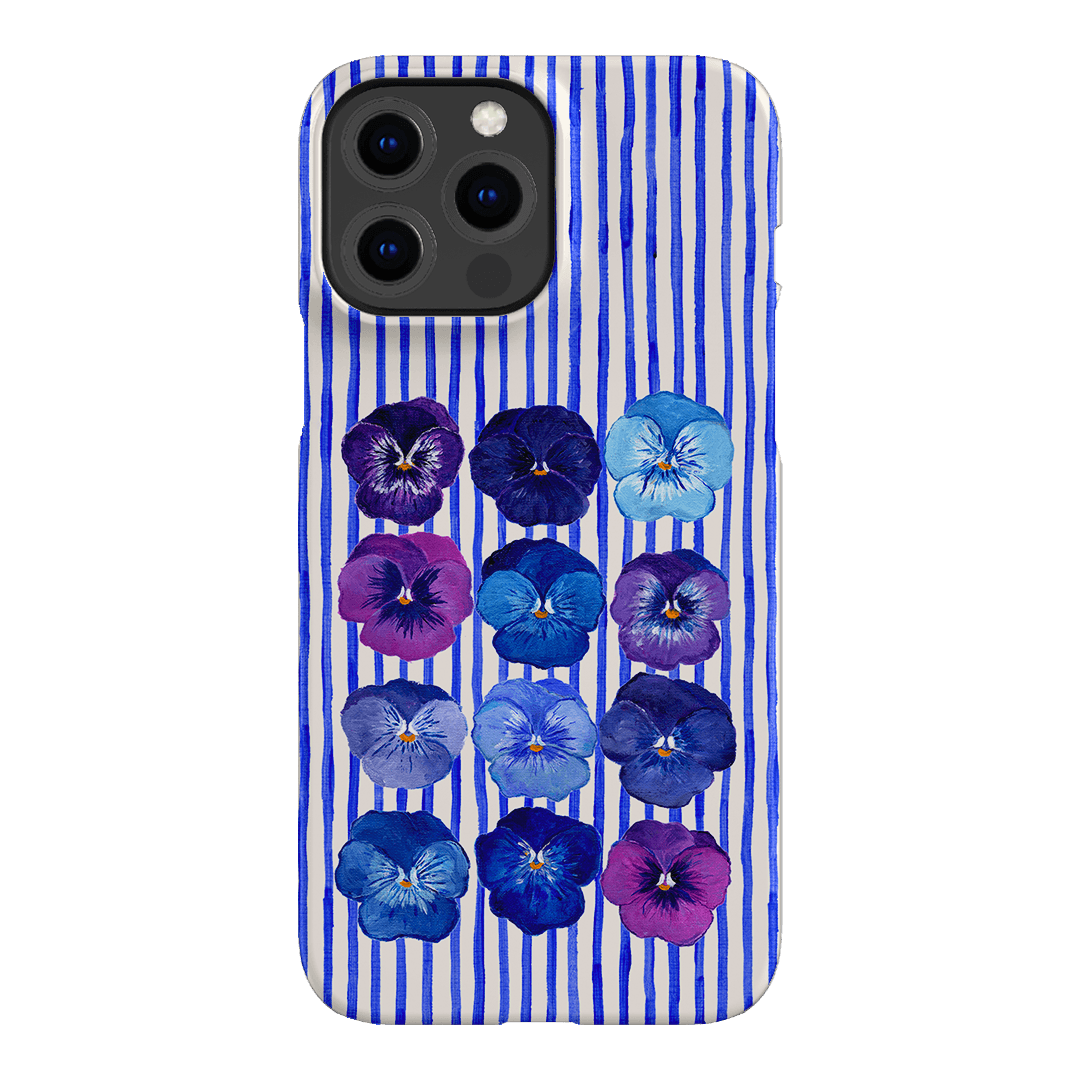 Striped Pansies Printed Phone Cases iPhone 13 Pro Max / Snap by Kayla Henley - The Dairy