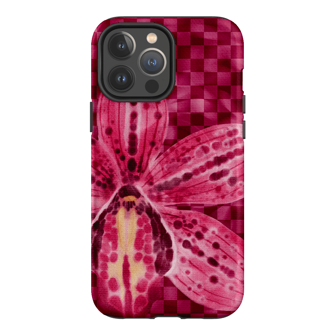 Check Orchid Printed Phone Cases iPhone 13 Pro Max / Armoured MagSafe by Sally Hungerford - The Dairy