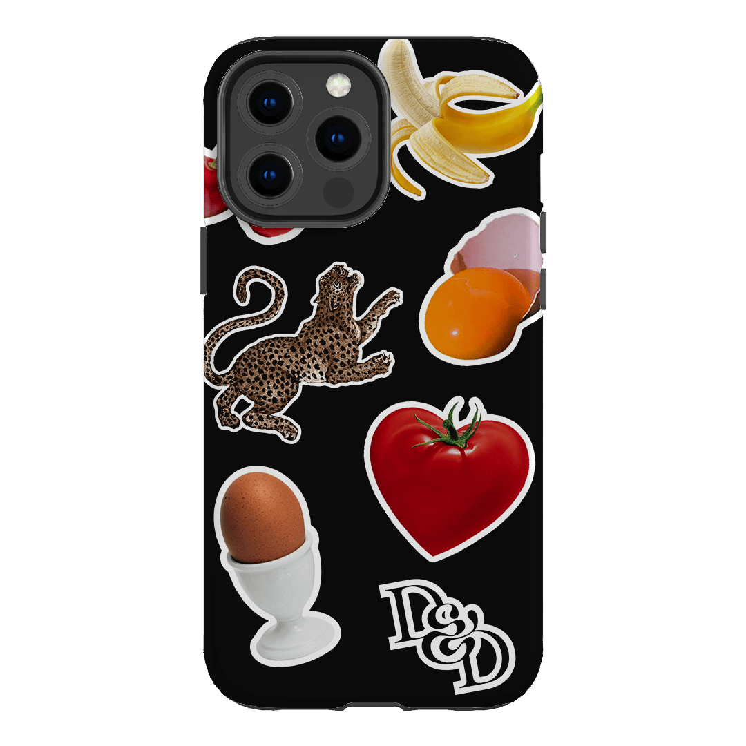 Sunday Stickers Black Printed Phone Cases iPhone 13 Pro Max / Armoured by Desmond & Dempsey - The Dairy