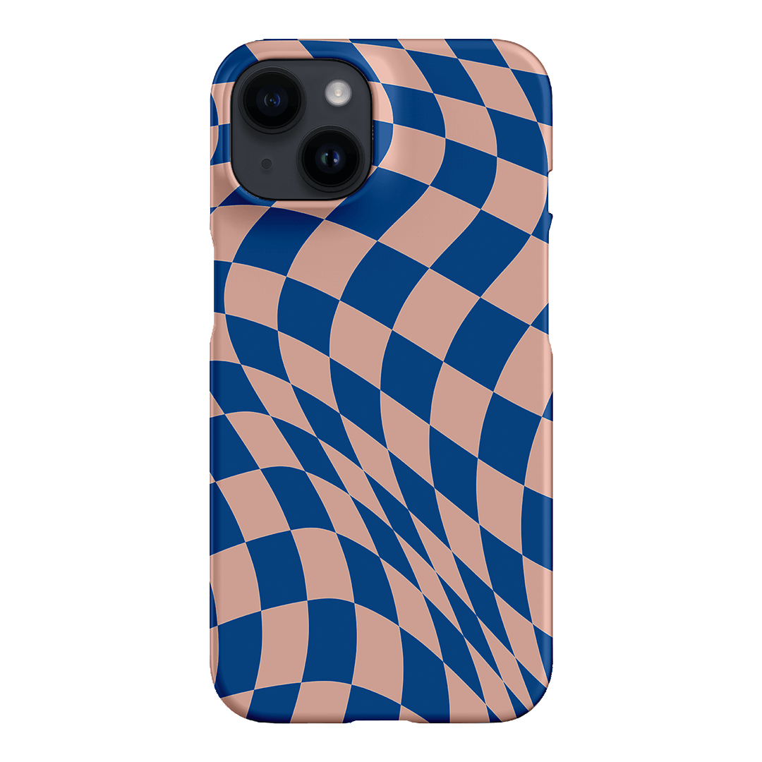 Wavy Check Cobalt on Blush Matte Case Matte Phone Cases iPhone 14 / Snap by The Dairy - The Dairy