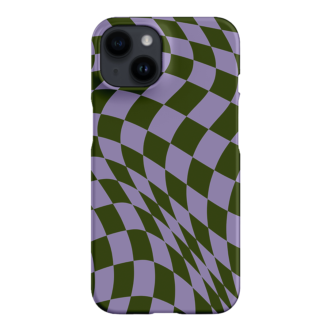 Wavy Check Forest on Lilac Matte Case Matte Phone Cases iPhone 14 / Snap by The Dairy - The Dairy