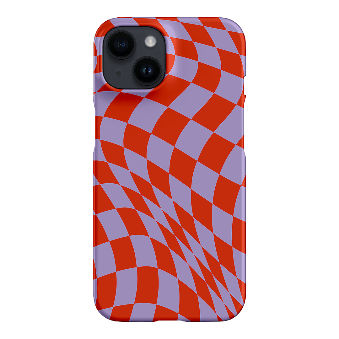 Wavy Check Scarlet on Lilac Matte Case Matte Phone Cases iPhone 14 / Snap by The Dairy - The Dairy