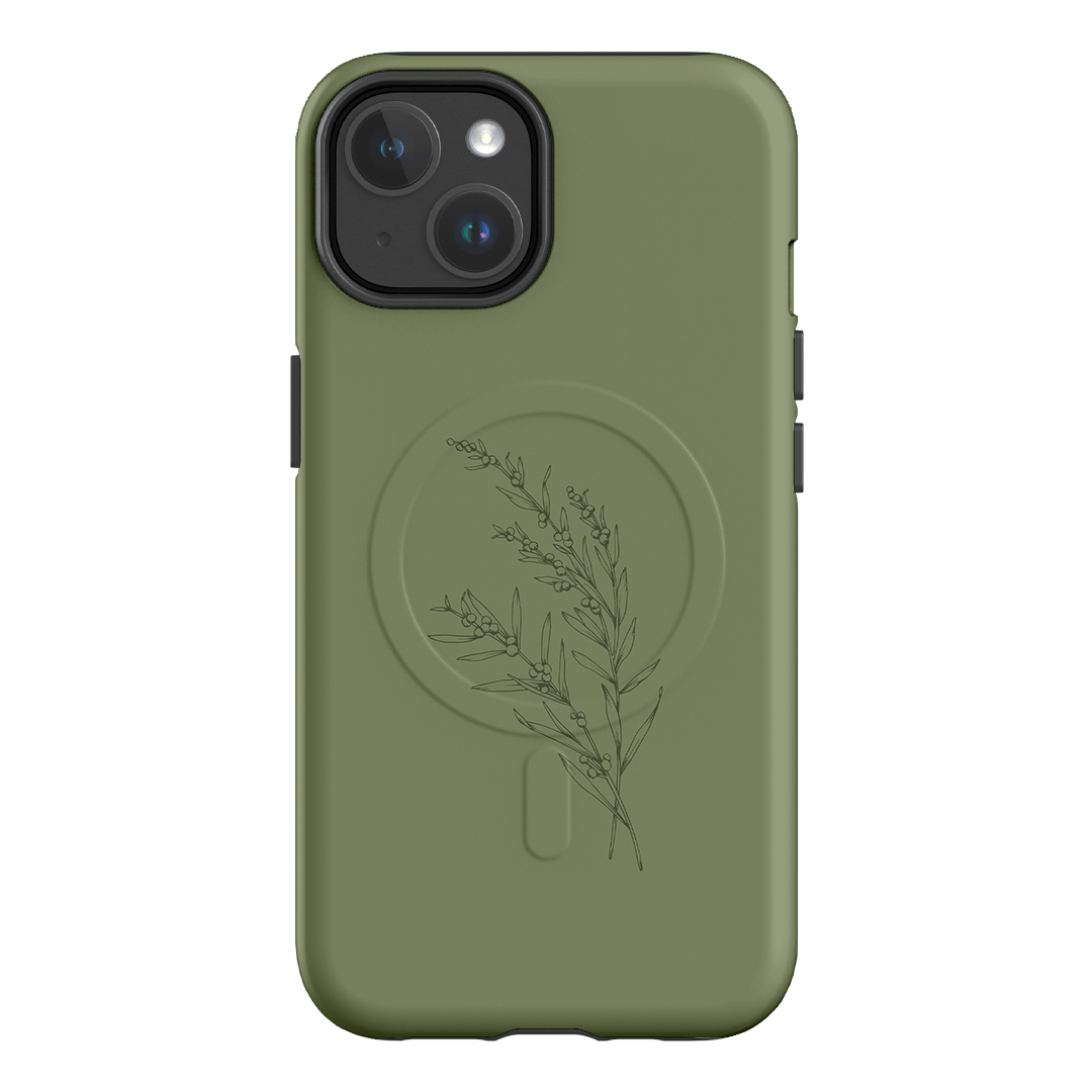 Khaki Wattle Printed Phone Cases iPhone 14 / Armoured MagSafe by Typoflora - The Dairy