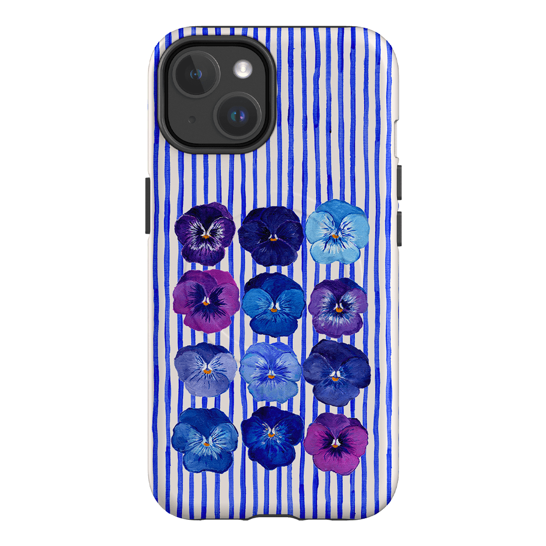 Striped Pansies Printed Phone Cases iPhone 14 / Armoured MagSafe by Kayla Henley - The Dairy