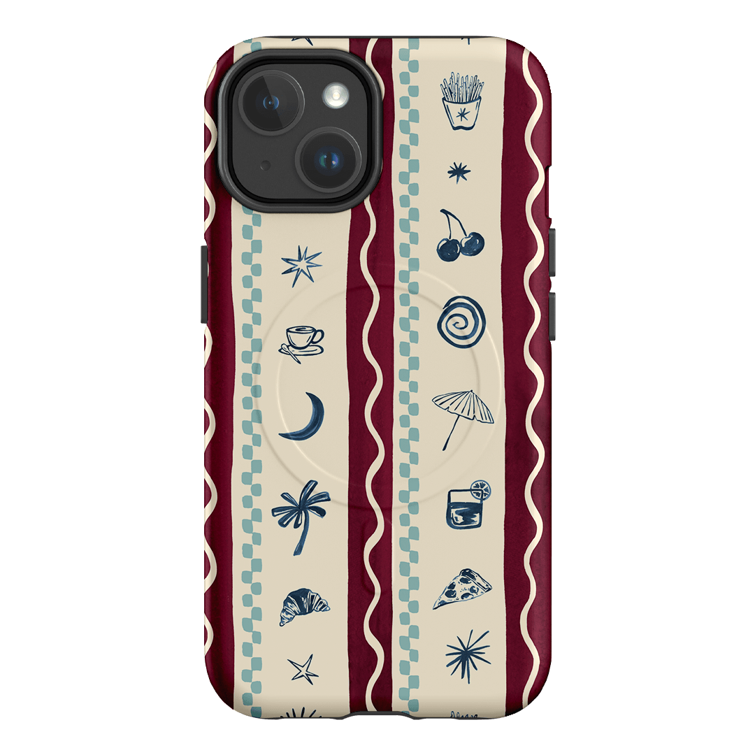Summer Snacks Burgundy Printed Phone Cases iPhone 14 / Armoured MagSafe by Charlie Taylor - The Dairy