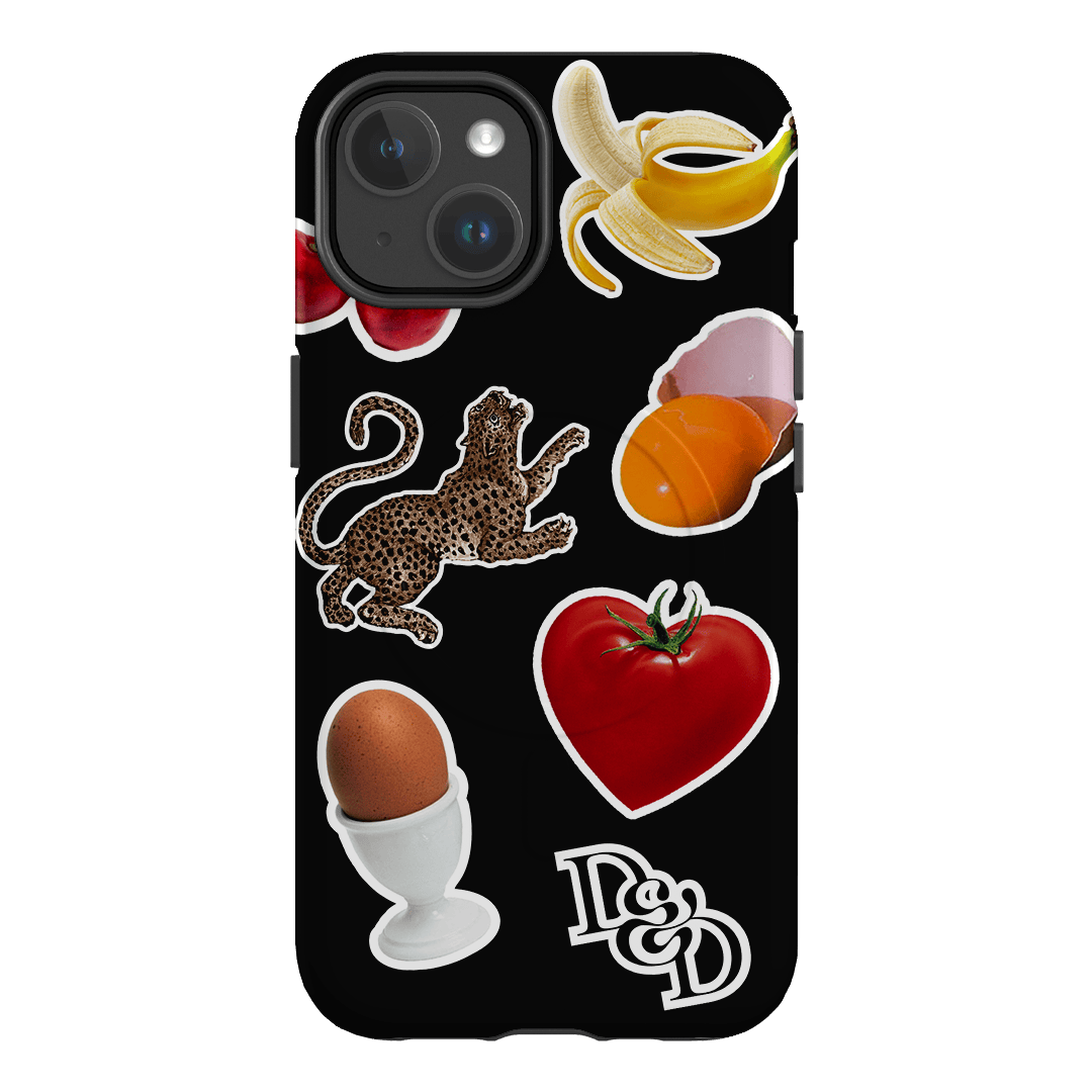 Sunday Stickers Black Printed Phone Cases iPhone 14 / Armoured MagSafe by Desmond & Dempsey - The Dairy
