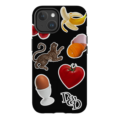 Sunday Stickers Black Printed Phone Cases iPhone 14 / Armoured MagSafe by Desmond & Dempsey - The Dairy