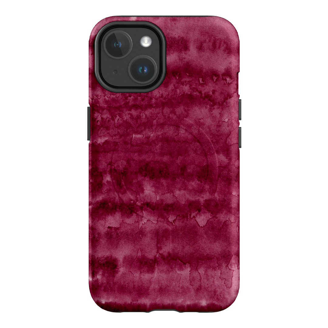 Watercolour Stripes Burgundy Printed Phone Cases iPhone 14 / Armoured MagSafe by The Dairy - The Dairy