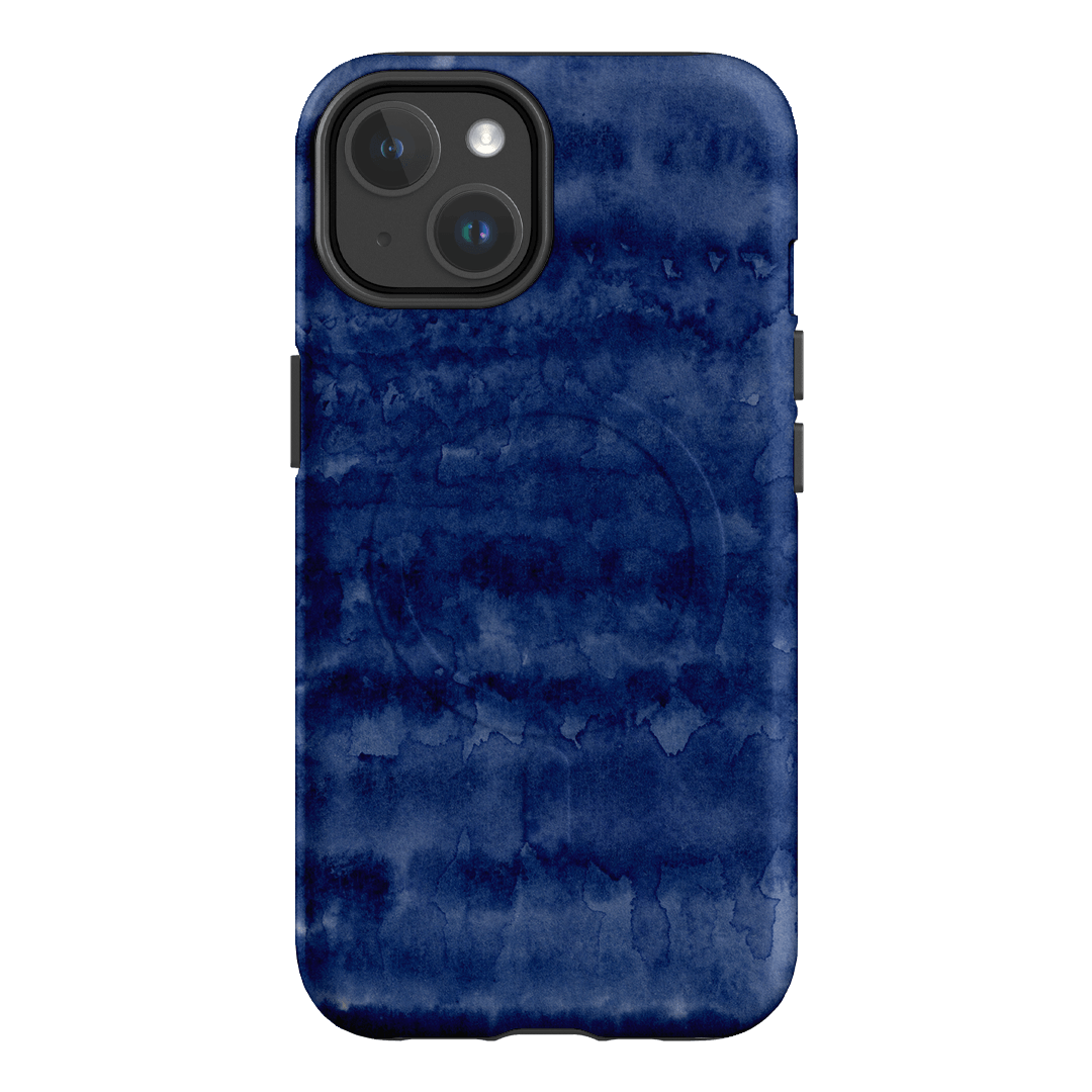 Watercolour Stripes Navy Printed Phone Cases iPhone 14 / Armoured MagSafe by The Dairy - The Dairy