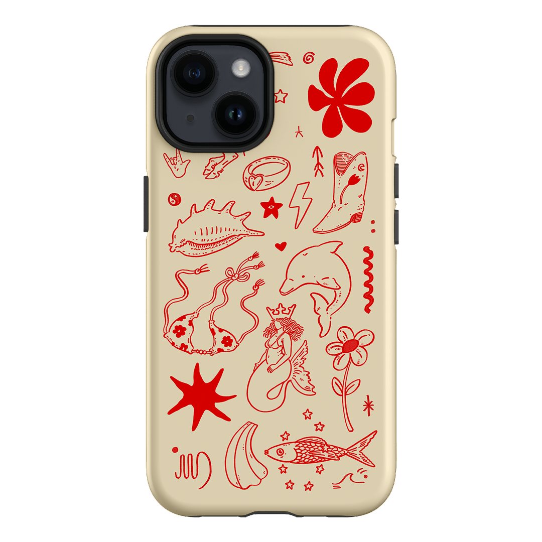 Spiced Cowboy Cream and Red Line Art Design Phone Case – The Dairy