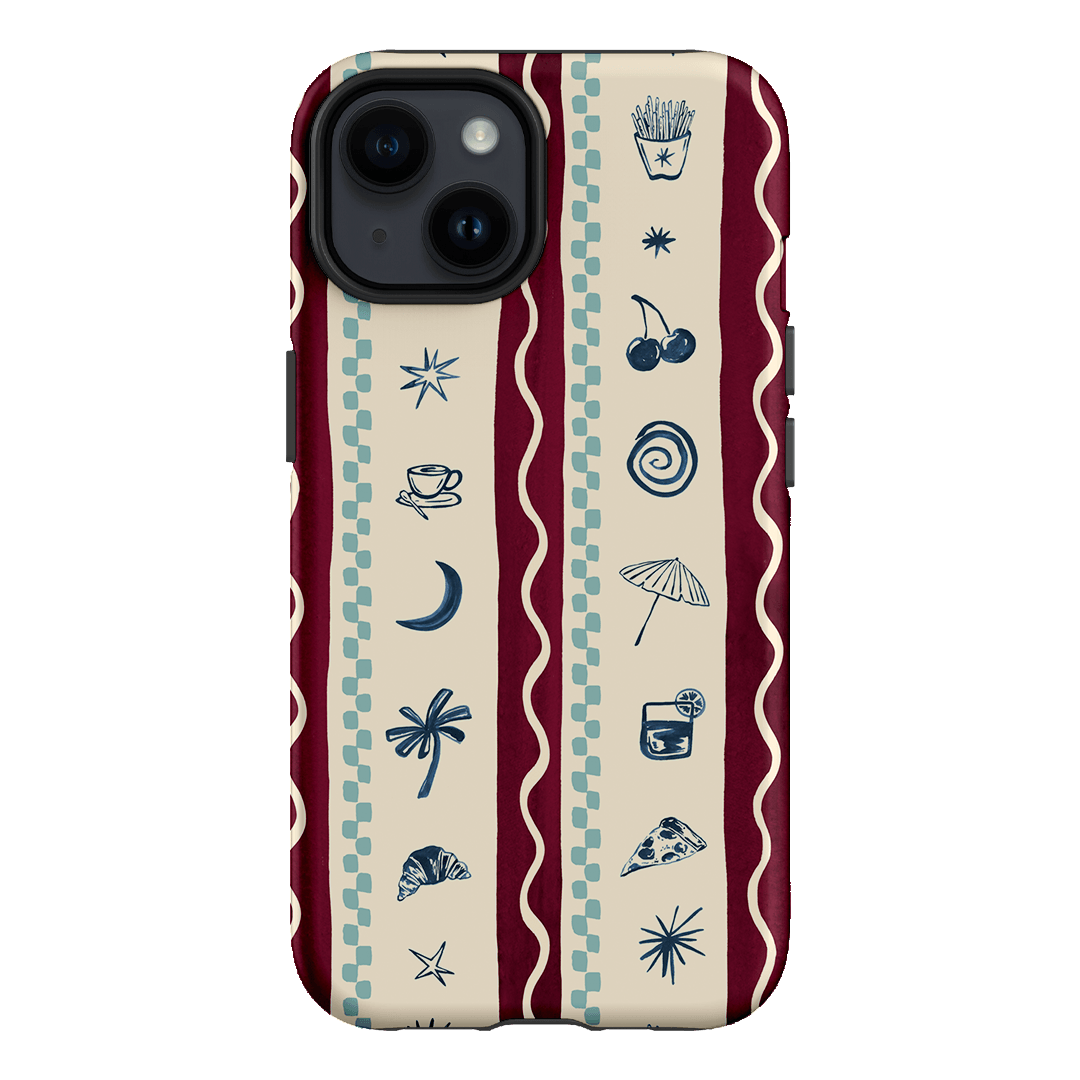 Summer Snacks Burgundy Printed Phone Cases iPhone 14 / Armoured by Charlie Taylor - The Dairy