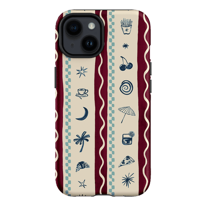 Summer Snacks Burgundy Printed Phone Cases iPhone 14 / Armoured by Charlie Taylor - The Dairy