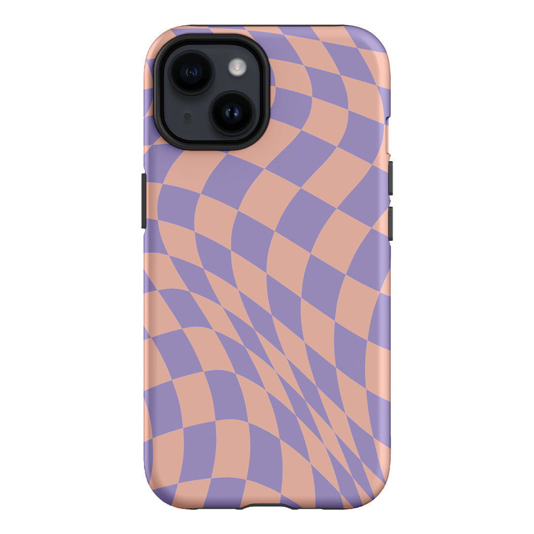 Wavy Check Lilac on Blush Matte Case Matte Phone Cases iPhone 14 / Armoured by The Dairy - The Dairy