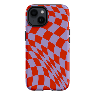 Wavy Check Scarlet on Lilac Matte Case Matte Phone Cases iPhone 14 / Armoured by The Dairy - The Dairy