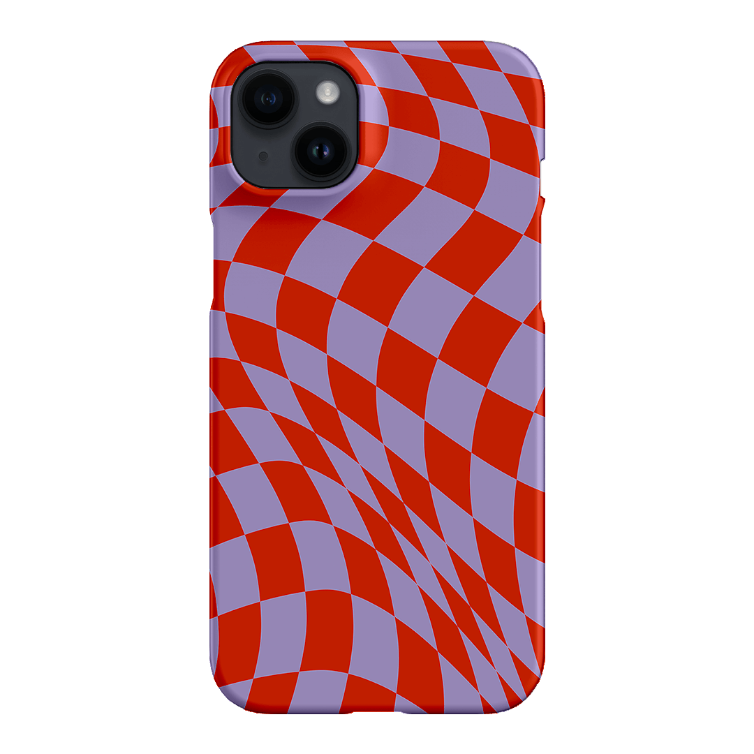 Wavy Check Scarlet on Lilac Matte Case Matte Phone Cases iPhone 14 Plus / Snap by The Dairy - The Dairy
