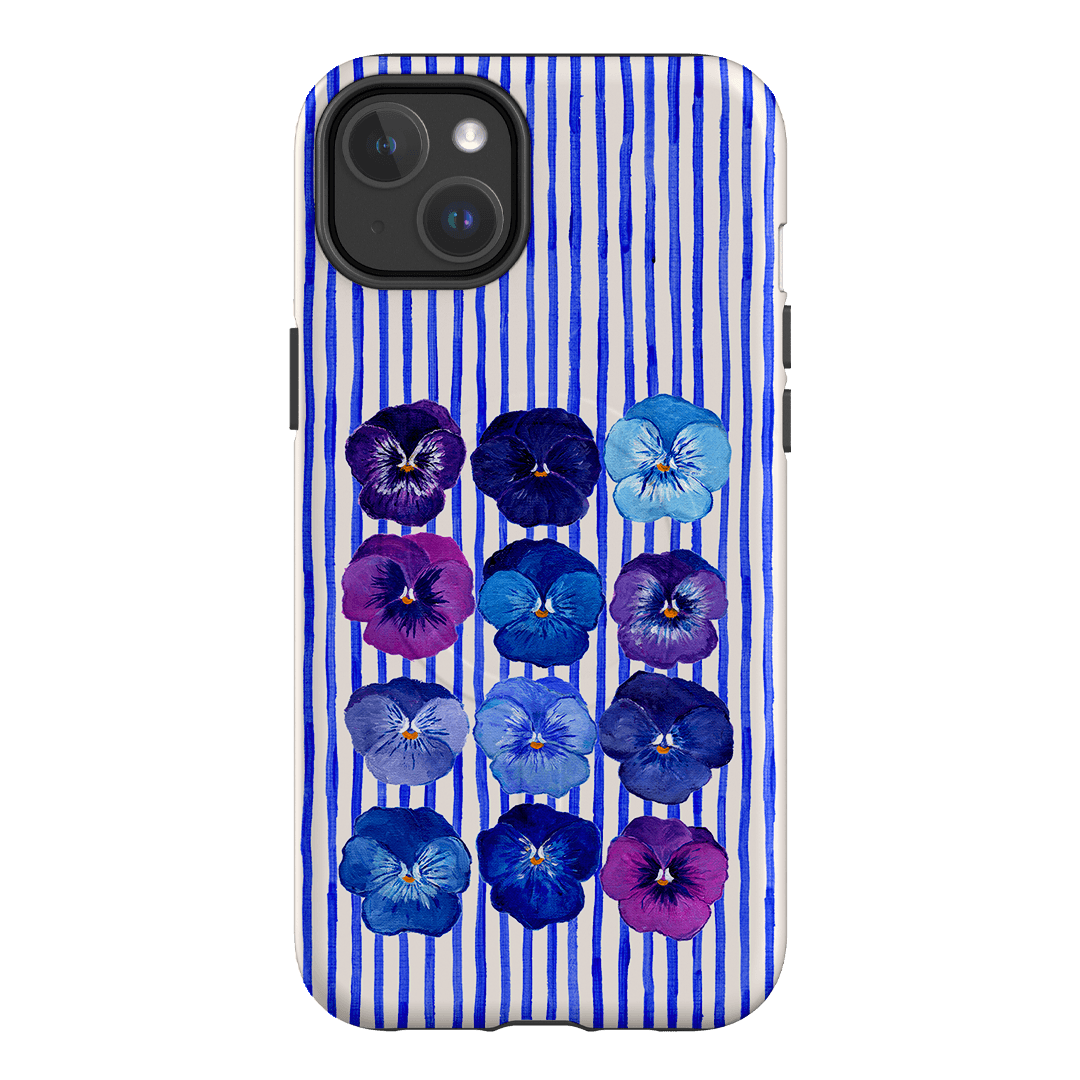 Striped Pansies Printed Phone Cases iPhone 14 Plus / Armoured MagSafe by Kayla Henley - The Dairy