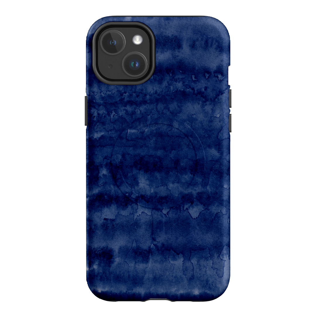 Watercolour Stripes Navy Printed Phone Cases iPhone 14 Plus / Armoured MagSafe by The Dairy - The Dairy