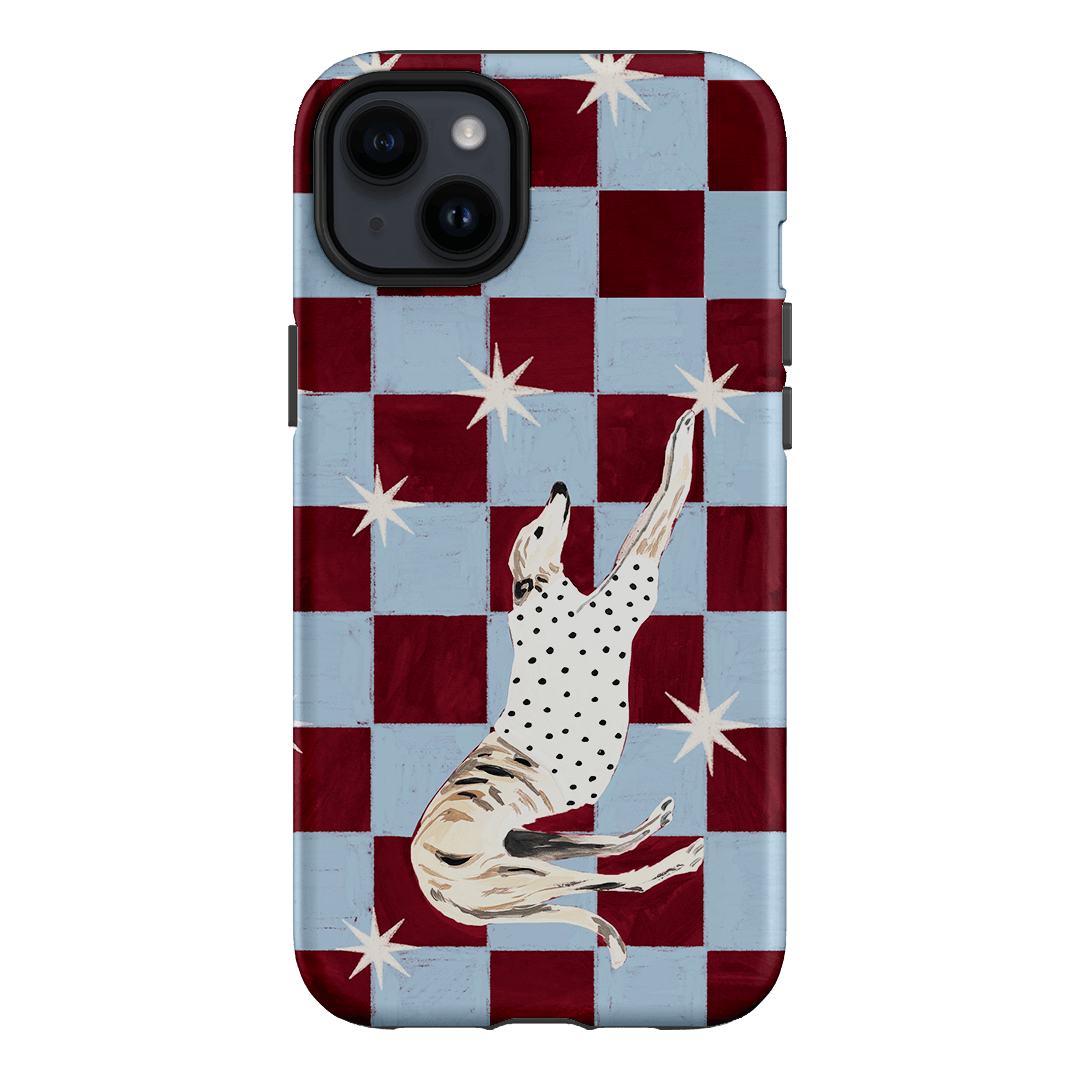 Check Greyhound Blue Printed Phone Cases iPhone 14 Plus / Armoured by Lisa Hu - The Dairy