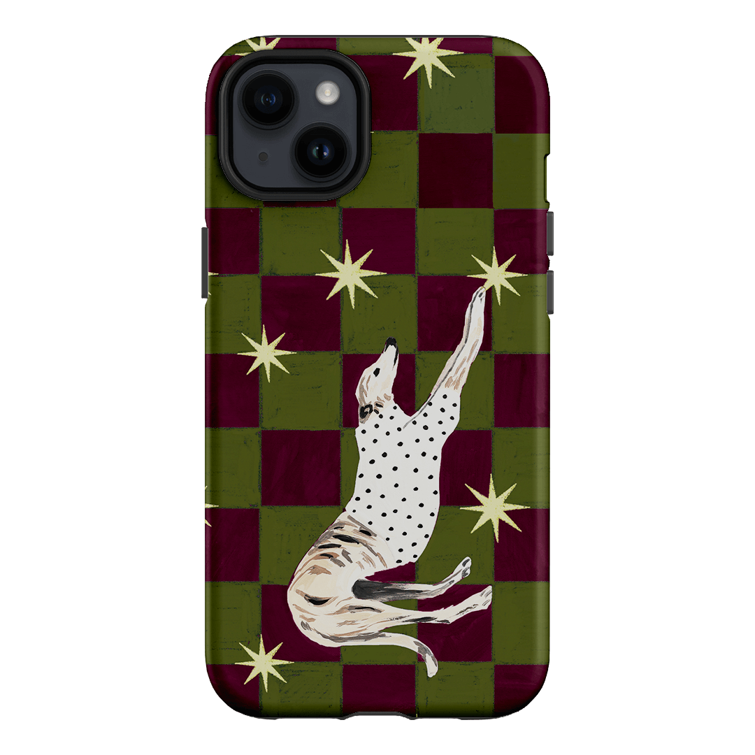 Check Greyhound Green Printed Phone Cases iPhone 14 Plus / Armoured by Lisa Hu - The Dairy